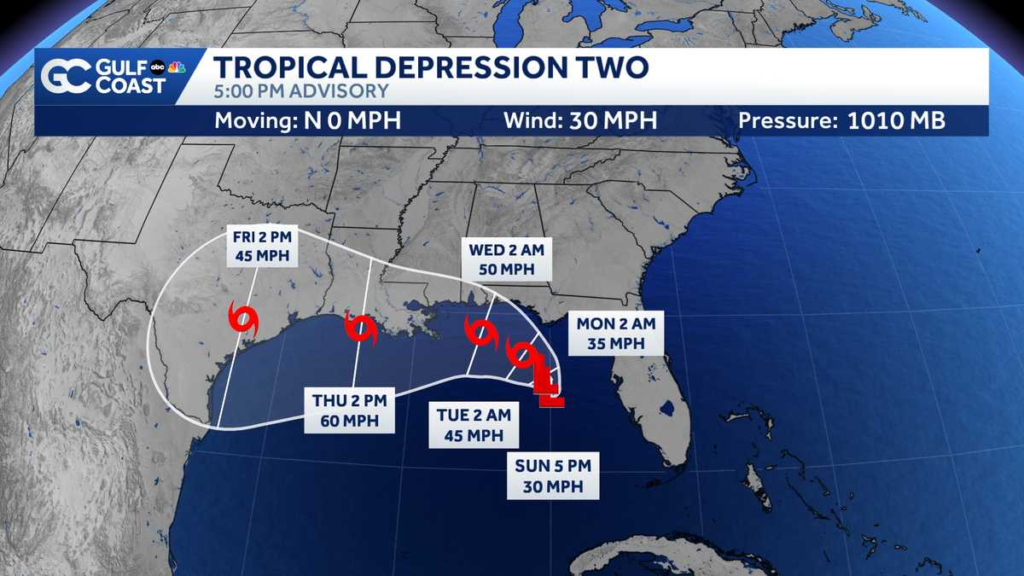 Tropical Depression Two formed in the Gulf Sunday morning - WBBH - Gulf Coast News and Weather